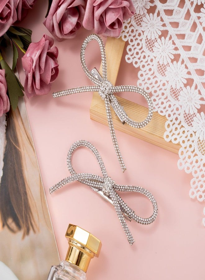 Mxxipp 2pcs Bow Hair Clips Rhinestone Crystal Bowknot Clips for Women Girls Party Halloween Vanlentine Mothers' Day - Image 3
